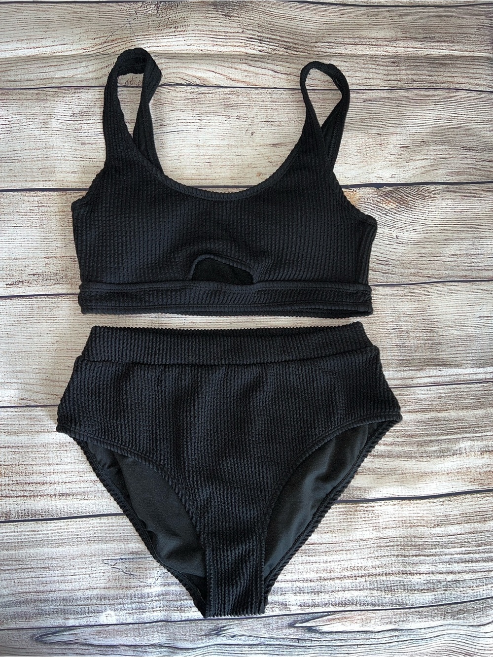 Black Crinkle Decree Bikini